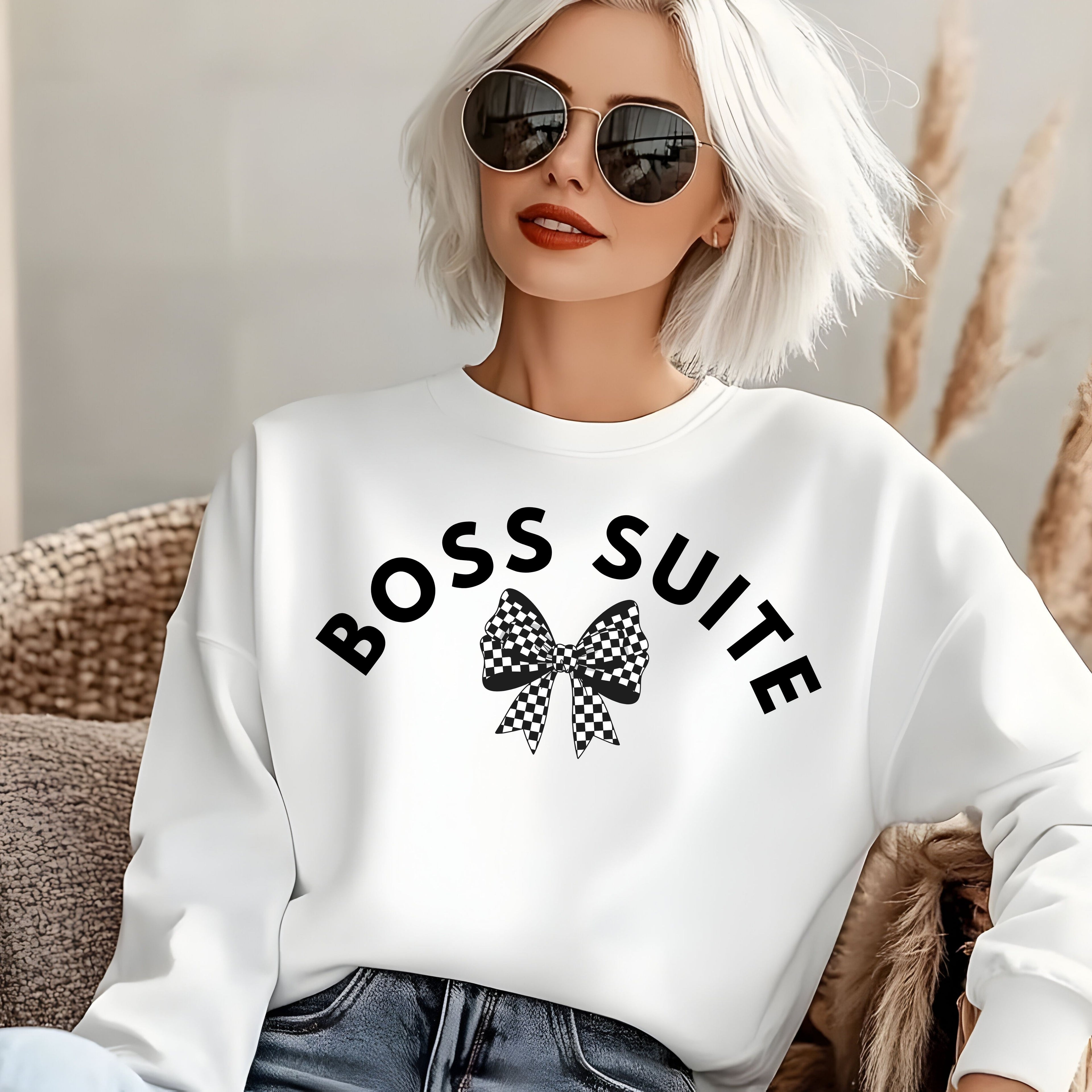 'Boss Suite' Bow Crewneck Sweatshirt