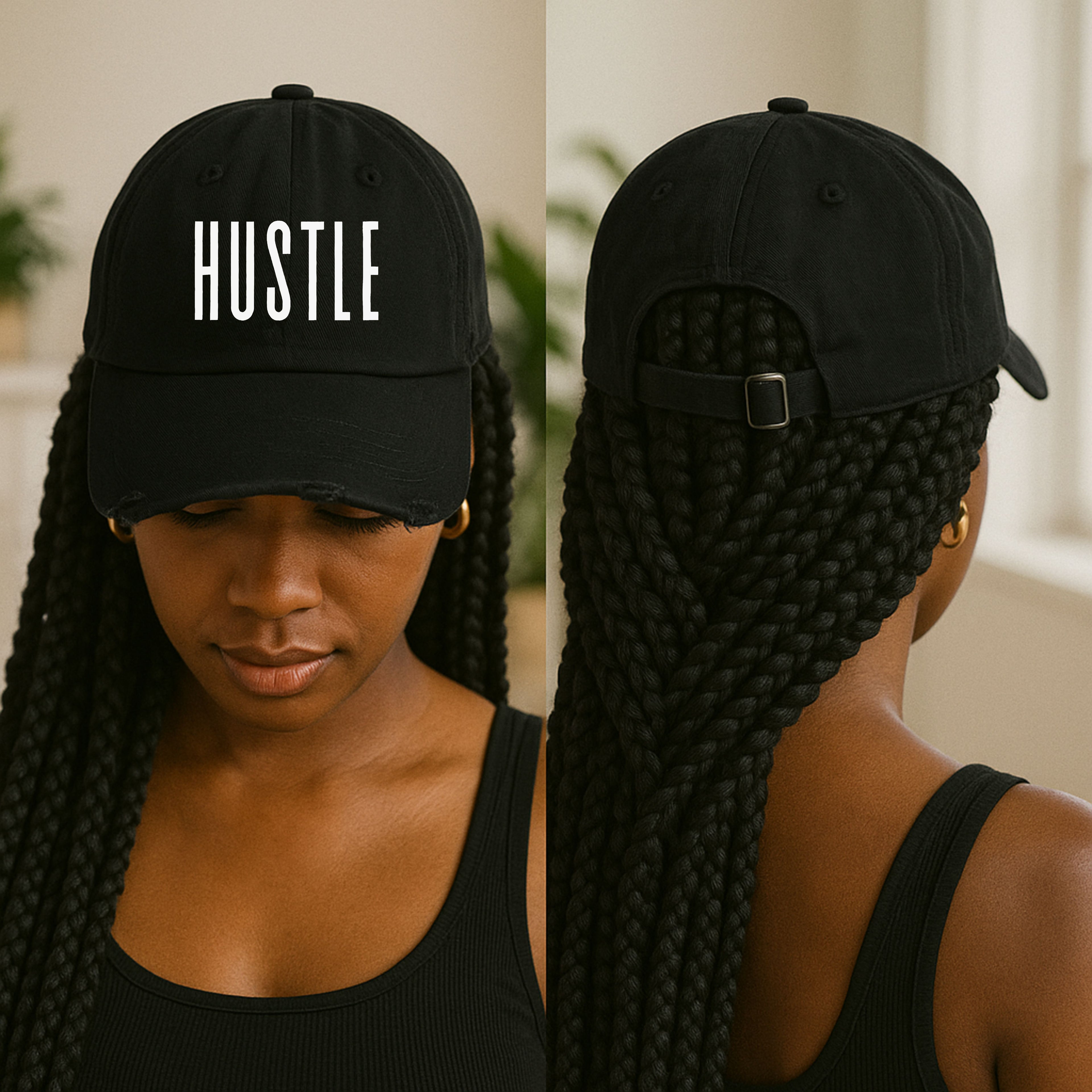 Hustle Distressed Baseball Cap