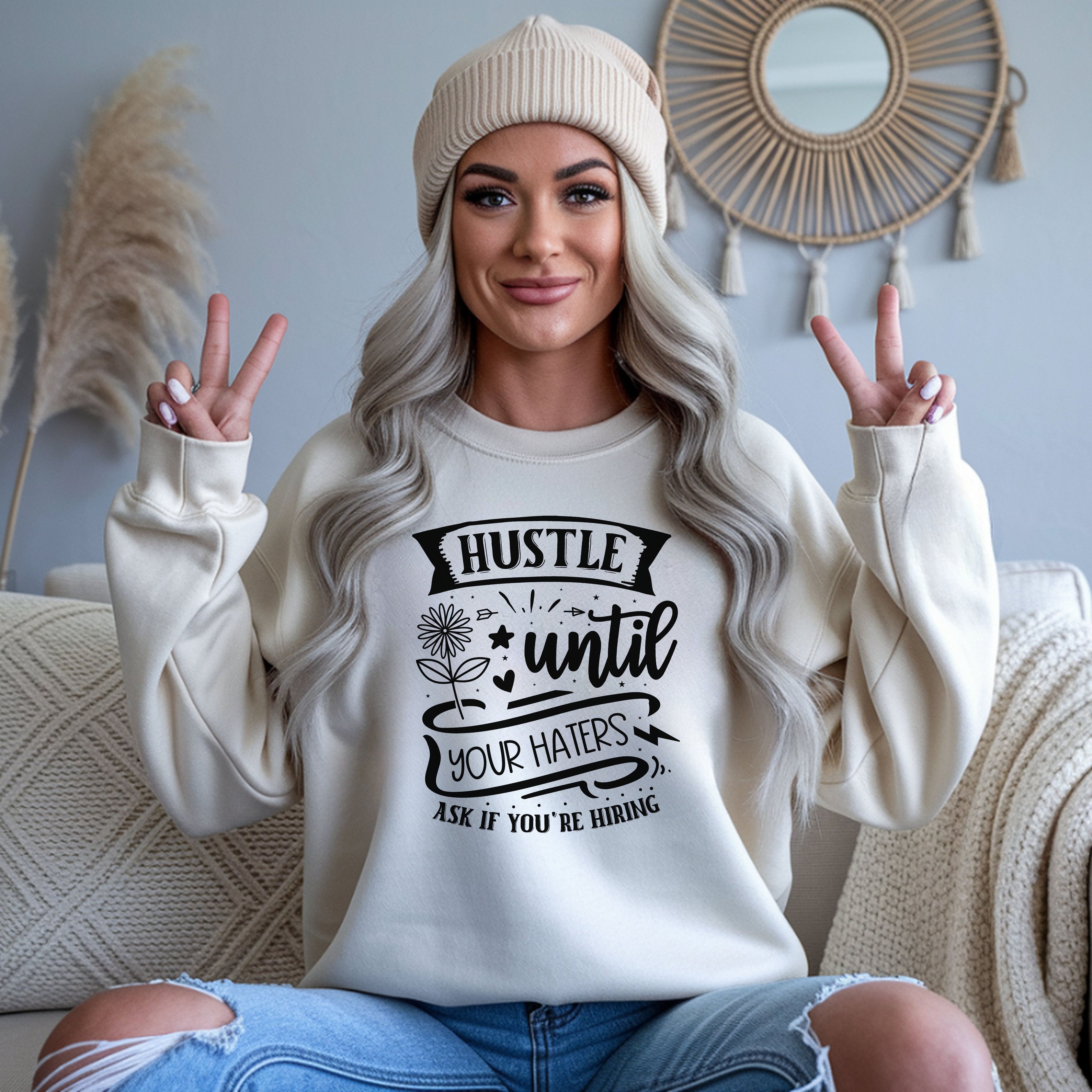 "Hustle Until Your Haters Ask If You’re Hiring" - Boss Suite™ Crewneck Sweatshirt