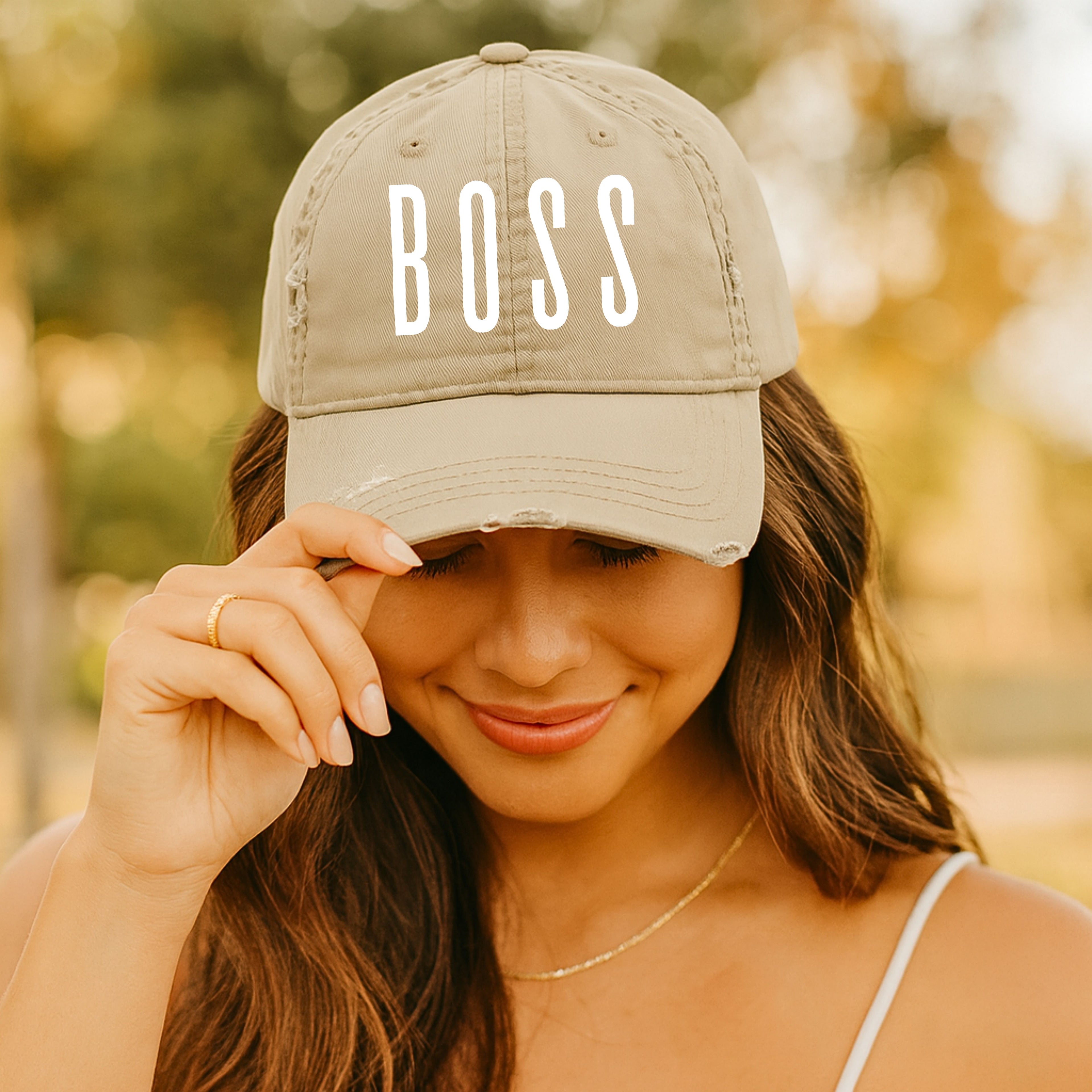 BOSS Distressed Baseball Cap